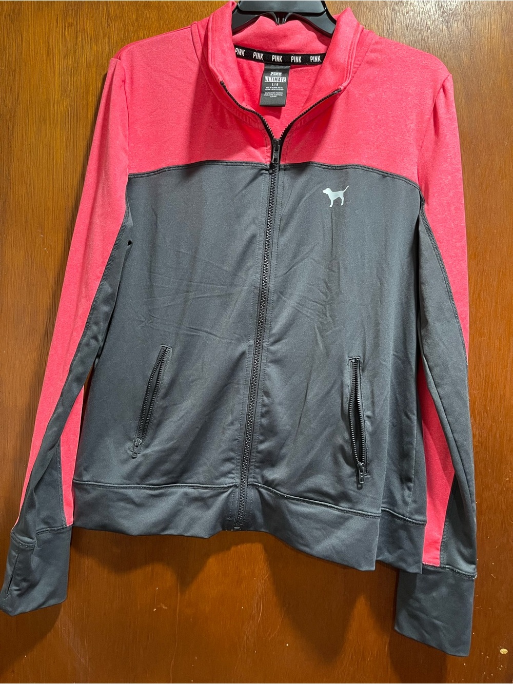 PINK Victoria's Secret Pink and Gray Performance Full-Zip Jacket
